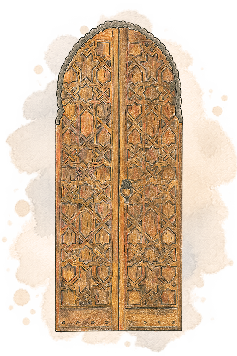 Hand-drawn door of Al Azem Palace